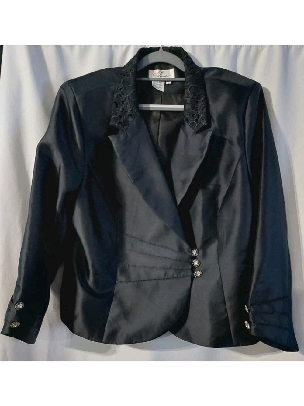 EY Signature Womens Blazer Jacket Size 20W Black Rhinestones